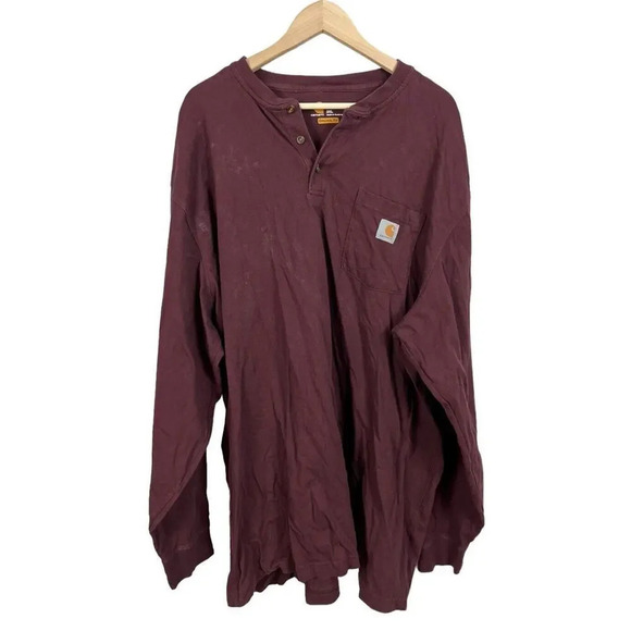 Carhartt Other - Carhartt Henley Shirt Burgundy Long Sleeve Plus Size 3XL Cotton Men’s